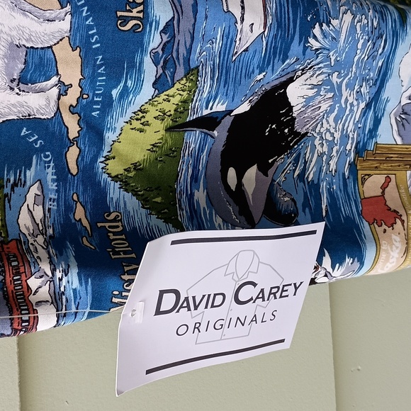 David Carey Mens Short Sleeve Button Front Camp Shirt Chest Pocket L NWT - Picture 6 of 7